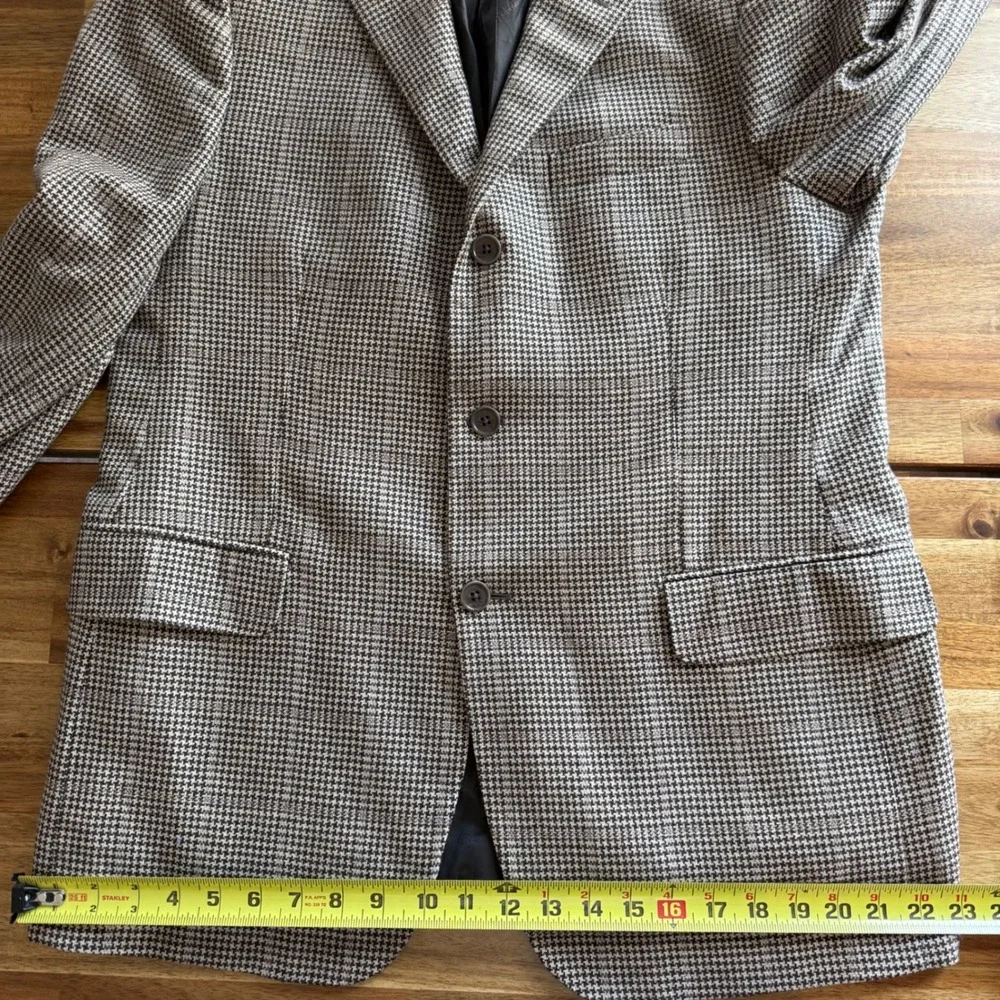 Salvatore‎ Ferragamo Mens Houndstooth Blazer Brown Tan Made in Italy Sport Coat